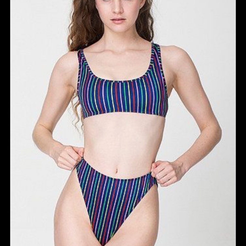 ISO American apparel striped high rise bikini